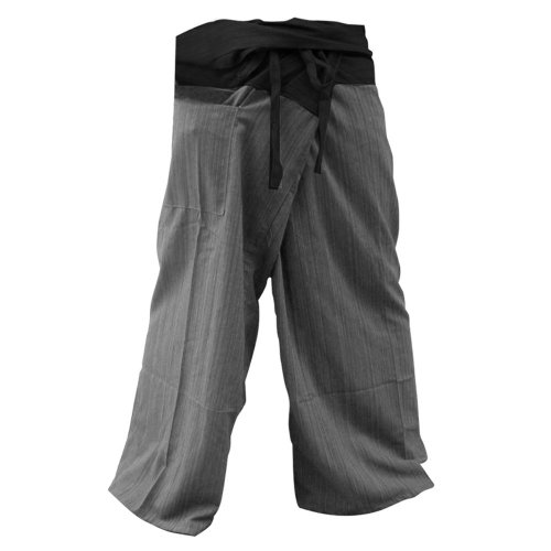 Thai-Fischerhose / Yogahose, Baumwolle, gestreift, Einheitsgröße, Schwarz / Grau Cover