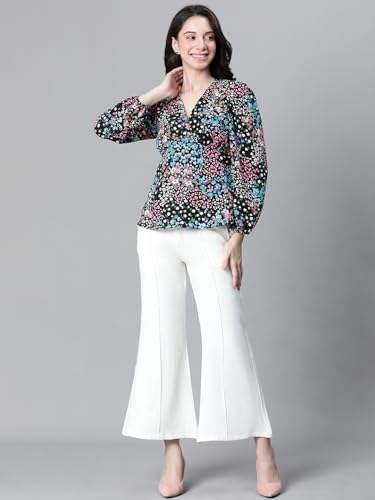 Image of oxolloxo Women Floral Print V-Neck Long Sleeve Top