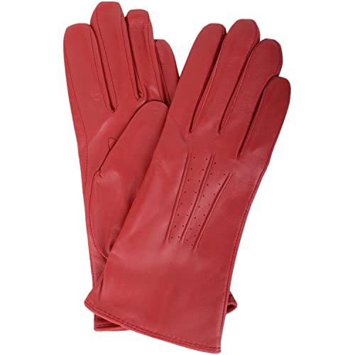 Image of SNUGRUGS Womens Soft Leather Winter Glove with Three Point Stitch Detail - Red - Large (7.5")