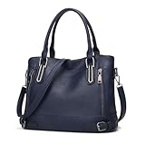 Ladies Leather Handbag Designer Top-Handle Bag Vintage Tote Crossbody Shoulder Bag Fashion Clutch for Women - Dark Blue