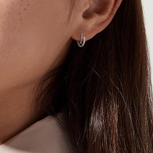 FANZE 925 Hoop Earrings Huggie Hoop Earrings for Women 14k Gold Plated Silver with Cubic Zirconia Tiny Dainty - Image 2