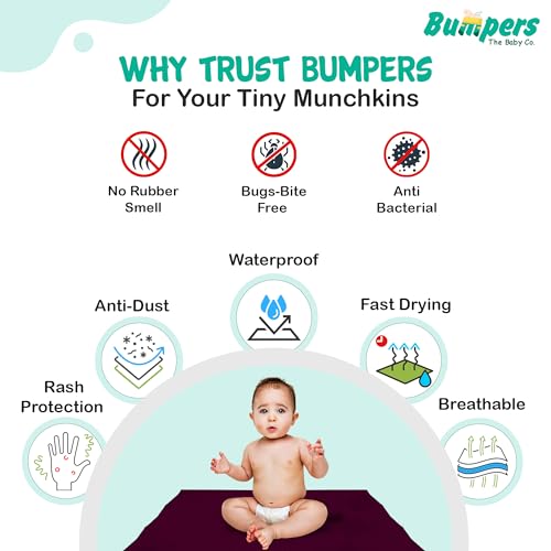 Image of Bumpers Waterproof Quick Dry Sheet for Baby| Bed Pad Extra Absorbent Washable Matress Protector| Baby Bed Protector Sheet for Toddler Children (Plum,Small (70x50 cm)