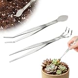 Ruatu 2 PCS Stainless Steel Garden Tweezers Set 2-in-1 Long Plant Tweezers Gardening Tools with 8.9' Curved...