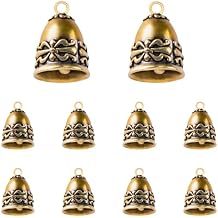 10 PCS Small Bells Vintage Brass Hanging Bells, Pendant Copper Bell for Home Decorations, Wind Chimes Craft Bells for Door, Crafting Keychain Brass Color