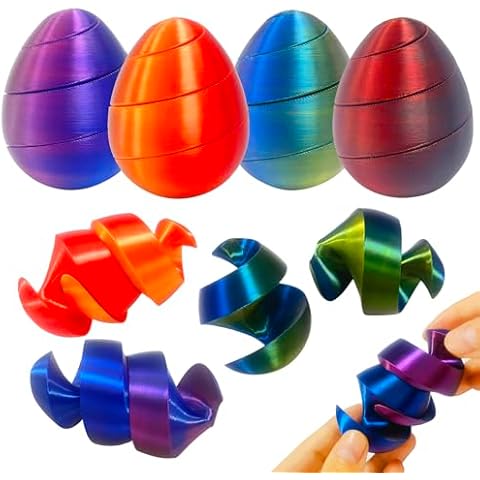 4 Pcs 3D Printed Spiral Egg Fidget Toy Pass Through Stress Relief Desk Toy Fidget Ball Relax Anxiety Toy for Children Adult Christmas Party Favor Gifts Cover