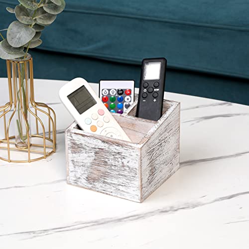 Remote Control Holder Wood Remote Caddy Media Storage Box,Rustic Vintage Wooden Desktop Organizer For Living Room Kitchen #TOP1