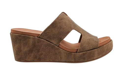 Corkys Footwear Women's Pucker Up EVA Foam Platform Slip On 2.50 Inch Wedge Light Weight Cushioned Memory Foam Insole Peep Toe Casual Dressy Trendy Sandals for Women2