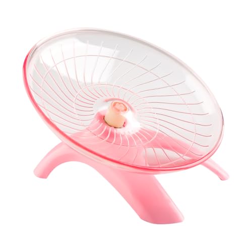 Lotsdonxia Super-Silent Flying Saucer Hamster Wheel, Non-Slip Wave Design, Stable Plastic and Steel Bearing, Quiet Exercise Wheel for Hamsters, Gerbils & Small Pets (Pink)