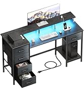 Amazon.com: 40 Inch Gaming Desk with Power Outlet & LED Lights, L ...
