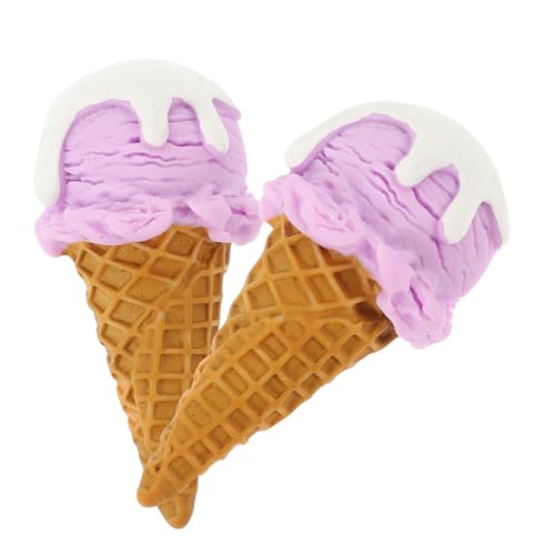 MERRYHAPY 2pcs Simulated Ice Cream Mold Artificial Prop Cone Model Dessert Display Fake Toy Modeling Items Resin Patch