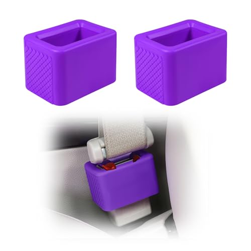 Gasedin 2 PCS Seat Belt Buckle Holder, Silicone Seatbelt Buckle Booster for Easy Access, Seat Belt Buckle Fixer Makes Receptacle Stand Upright and Stable for Kids, Car Accessories (Purple)