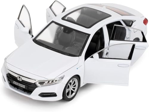 Image of Toy Cars Compatible for 1:24 Accord Model Car | Pull Back Die-Cast Alloy Vehicle with Lights & Sound | Openable Doors | Collectible Toy Car Gift for Kids Boys Girls & Adults (White)