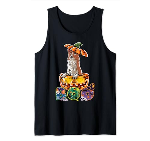 Border Collie Happy Halloween Pumpkin Dog Tank Top