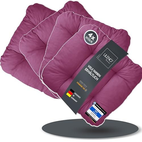 LILENO HOME 4er Set Stuhlkissen Beere (38x38x8 cm) - Sitzkissen für Gartenstuhl, Küche oder Esszimmerstuhl - Bequeme UV-beständige Indoor u. Outdoor Stuhlauflage als Stuhl Kissen LILENO HOME 4er Set Stuhlkissen Beere (38x38x8 cm) - Sitzkissen für Gartenstuhl, Küche oder Esszimmerstuhl - Bequeme UV-beständige Indoor u. Outdoor Stuhlauflage als Stuhl Kissen