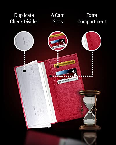 Image of Access Denied Genuine Leather Checkbook Cover For Women & Men - Checkbook Holder For Duplicate Checks Card Wallet RFID