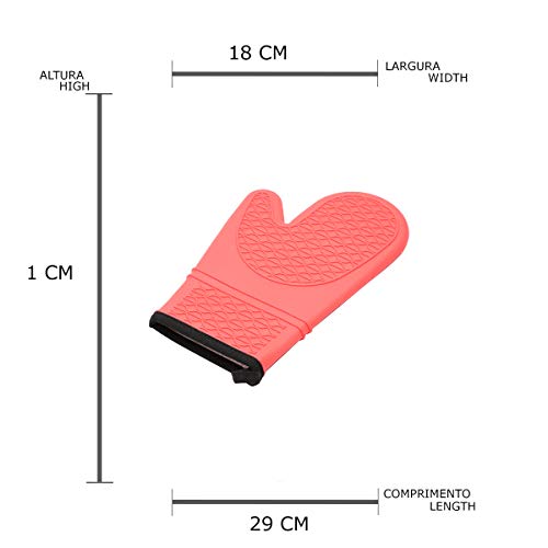 Luva Térmica De Silicone Vermelha 29x18cm Lyor Vermelho Único