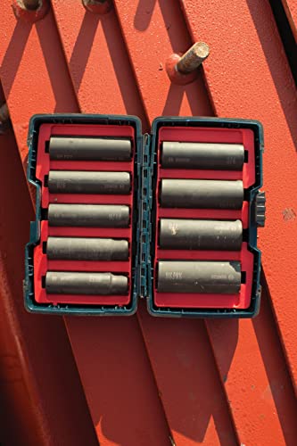 BOSCH 27286 1/2 In. Shank 9-Piece Assorted Set with Brute Tough Case Impact Tough Deep Well Sockets for Applications in High Torque Driving and Fastening - image 6
