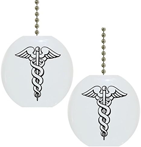 Set of 2 Caduceus Medical Symbol Solid Ceramic Fan Pulls
