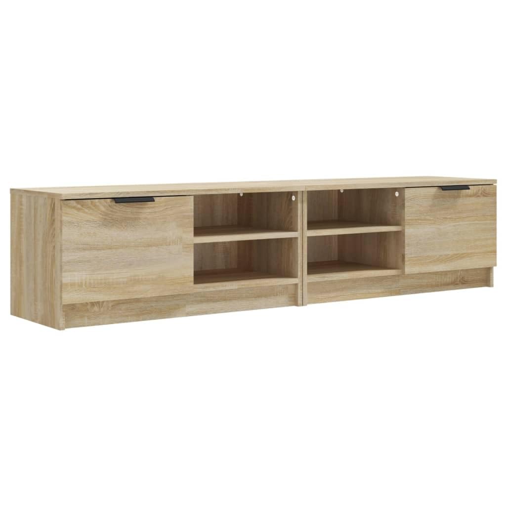 Szafka pod TV, zestaw 2 sztuk, dąb Sonoma 80 x 35 x 36,5 cm, materiał drewnopochodny, konsola medialna z miejscem do przechowywania, do salonu i sypialni