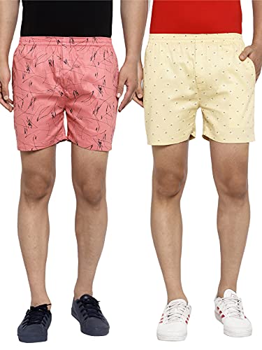 Image of Selvia Men's Regular Shorts (206TKN105-M 206TKN106-M Peach & Cream M)