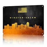 Winston Salem Skyline Vintage Metal Signs Wall Art 8X12 Inch