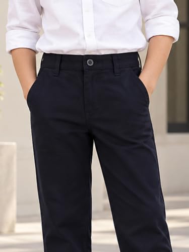 Image of KiddoPanti Boys 100% Cotton Twill Chinos Pant | Comfortable Regular Fit | 2 Side Pocket, 2 Back Pocket | Ankle Length | Back Elasticated Waistband with Button Zip Open Fly
