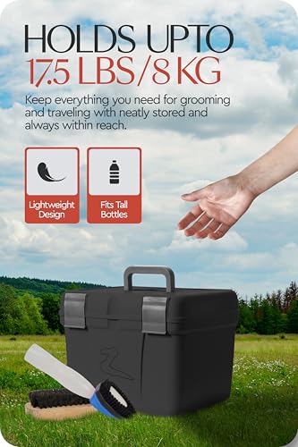 HORZE Smart Grooming Box for Horses, Dogs, Cats with Removable Tray | Non-Slip, Crack Resistant | 16\" x 12\" x 12\" - Shadow Grey - One Size - Thumbnail 5