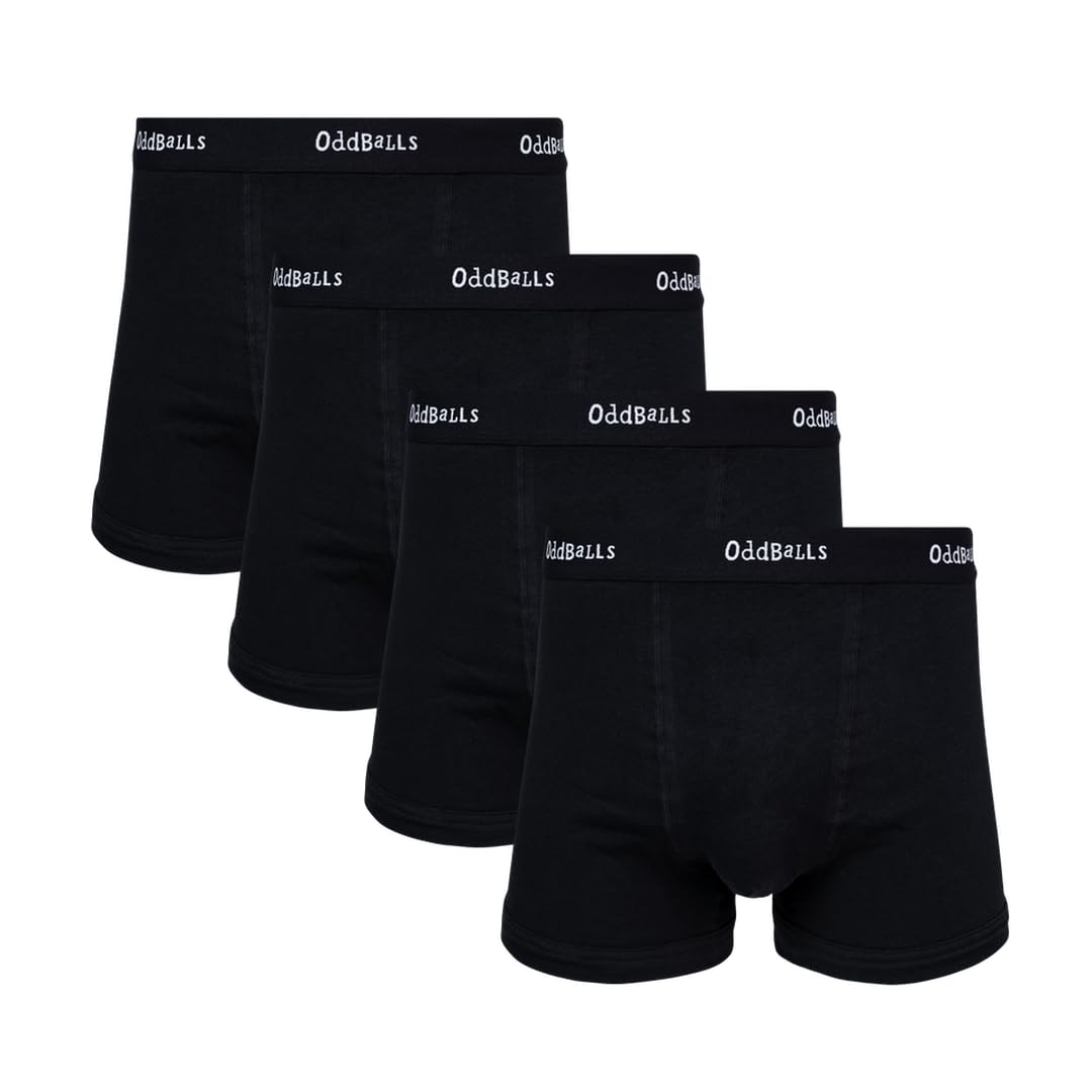 Oddballs Men's Classic Black Bundle | Boxers Multipack | 4 Pack | Classic Fit | Underwear | Hipster Boxer Shorts | Cotton Boxers | Elastic Waistband | | XX-Large