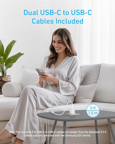 Image of Anker 45W USB C Charger Block, PPS Fast Charger with USB-C Cable for iPhone 17 /16 and More Series, iPad, Galaxy S24 Ultra (2-Pack 5 ft Cable Included)