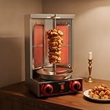 Catering Gas Vertikalgrill Dönergrill, Hähnchengrill CG-25 Gyrosgrill, Drehgrill mit Drehspieß Kebab Maschine Automatisches Spinnen Grill für Restaurant Wohnküche 3000W,Ohne Gasleitungen