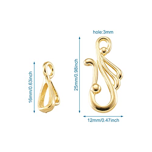 Craftdady 50 Sets Tibetan Gold S Hook Eye Toggle Clasps Metal Closure End Clasps With Bar For Bracelet Necklace Jewelry Making #TOP3