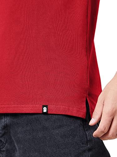 Image of The Souled Store Men Brick Red Solid Mandarin Polos