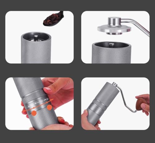 Manual Coffee Grinder with Precision Ceramic Burr, 60 Grades Adjustable, Aluminum Spice Grinding Manual Use, Small Coffee Bean Mill, Ideal for Drip, Travel-Friendly (Black,Aluminium) - Image 4