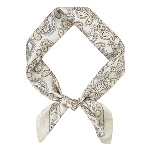 GERINLY White Paisley Neckerchief for Men Bandana Male Silk Hair Scarf Formal Cravat Scarves(White)