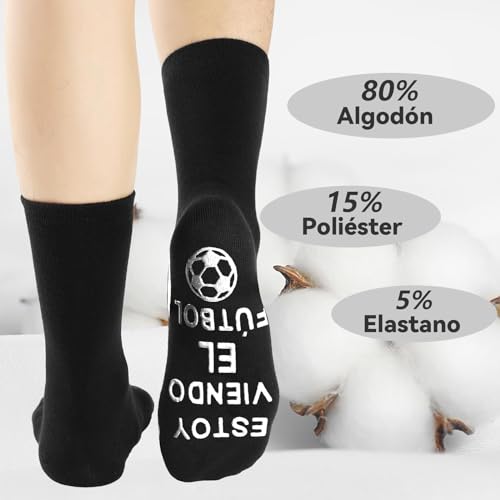 BISOUSOX Calcetines Hombre Divertidos de Algodón 39-46 Antideslizantes - Regalo para Hombres, Padre, Fanáticos del Fútbol - Ideal para Cumpleaños - imagen 3