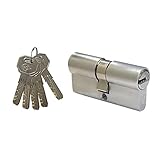 GlobalLock F5 Cilindro de Seguridad con Sistema de Doble Embrague | Bombín para Puertas con Sistemas Anti-Bumping, Anti-Taladro, Anti-Ganzúa y Anti-Snapping | 60 mm (30+30 mm) | 5 Llaves | Níquel mate