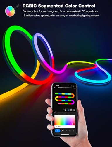 Tira LED Neón RGB 16.4ft Control App y Remoto Impermeable miniatura 3
