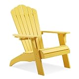 Psilvam Adirondack Chair, Oversized Poly Lumber Fire Pit Chair with Cup Holder, 350Lbs Support Patio