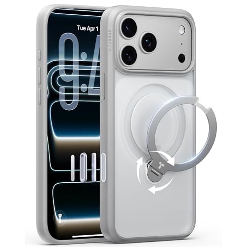 TORRAS Q3 Spin for iPhone 17 Pro Max Case with 360 Magnetic Stand, Fit for MagSafe, Camera Control, 4X Military-Grade Shockproof Case for iPhone 17 Pro Max Phone Case with Stand, Mist Grey f