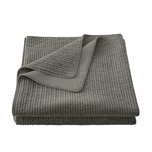 HiEnd Accents Stonewashed Cotton Velvet Gray Twin Quilt