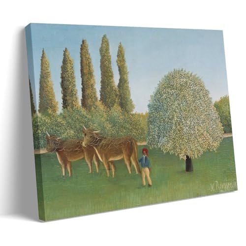 Henri Rousseau Meadowland Canvas Print Poster�A�[�g���[�N�{�[�h�A�E�H�[���X�e�b�J�[�A�C���e���A�f�U�C���|�X�^�[�A�����◾�̑����A�V�z�j���̃M�t�g�B 16x24inch(40x60cm) Frame-style