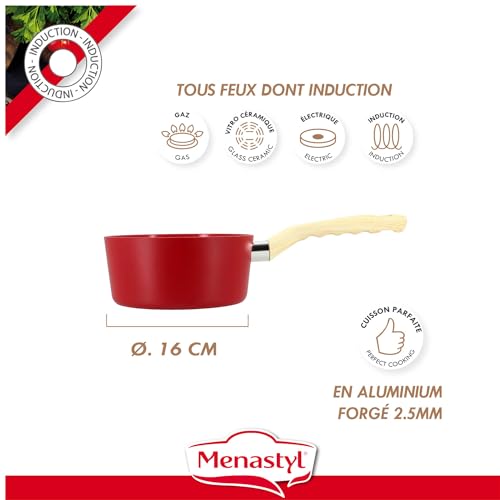 CASSEROLA MAGENTA 16 CM IN ALLUMINIO INDUZIONE MANIGLIA EFFETTO LEGNO - immagine 3