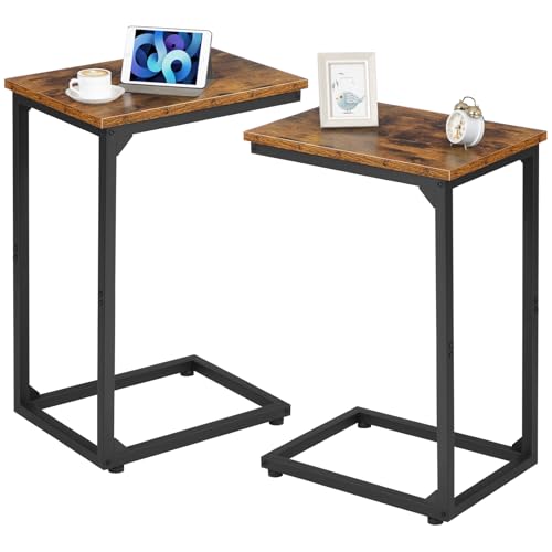AMHANCIBLE Beistelltisch 2er Set, Couchtisch C Form, Wohnzimmertisch mit...