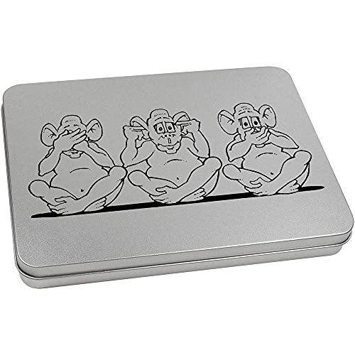 Azeeda 220mm 'Three Wise Monkeys' Metal Hinged Tin/Storage Box (TT00152275)