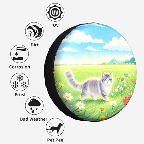 Image of Funny Cat Spare Tire Cover Wheel Protector Weatherproof Wheel Cover Universal Decorative Accessories for Camper RV SUV Travel Trailer 17 inch