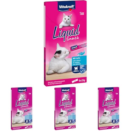 LiquidSnack Salmon MSC+Omega3, 6pc,Cat (Lot de 4)