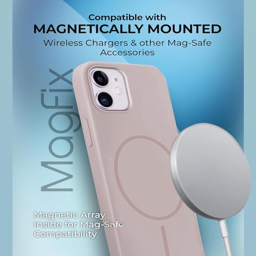 Image of iPhone 11 Silicone Magsafe Case | Shock Proof Design & Camera Protection | Premium Rubberised Apple iPhone 11 Cover (Microfiber Lining) | Magnetic Liquid Silicone - Pink