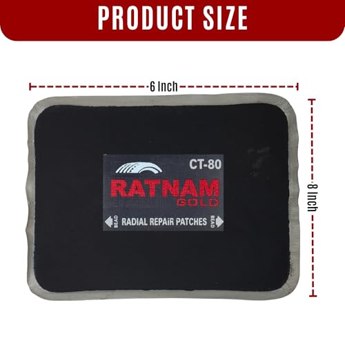Image of Radial Tyre Repair Patch Size 80 | Heavy-Duty Radial Tubeless & Tube Tyre Puncture Patch | Strong Adhesive Rubber Patch for Car, Bike, Scooter & Tractor Tyres | Box of 5 Pcs