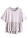 Romwe Women's Loose Ruffle Hem Short Sleeve High Low Peplum Blouse Top Grey Medium