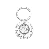 Best Friend Gift Keychain for Women Men Teen Girls True Friendship Knows No Distance Long Distance Friendship Going Away Compass Gifts Keyring jewelry Birthday Wedding